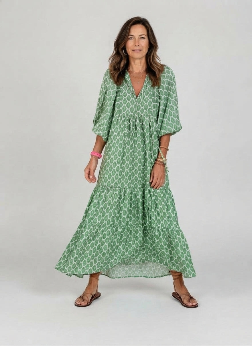 Maxi-jurk met ruime rok en print voor dames - 1