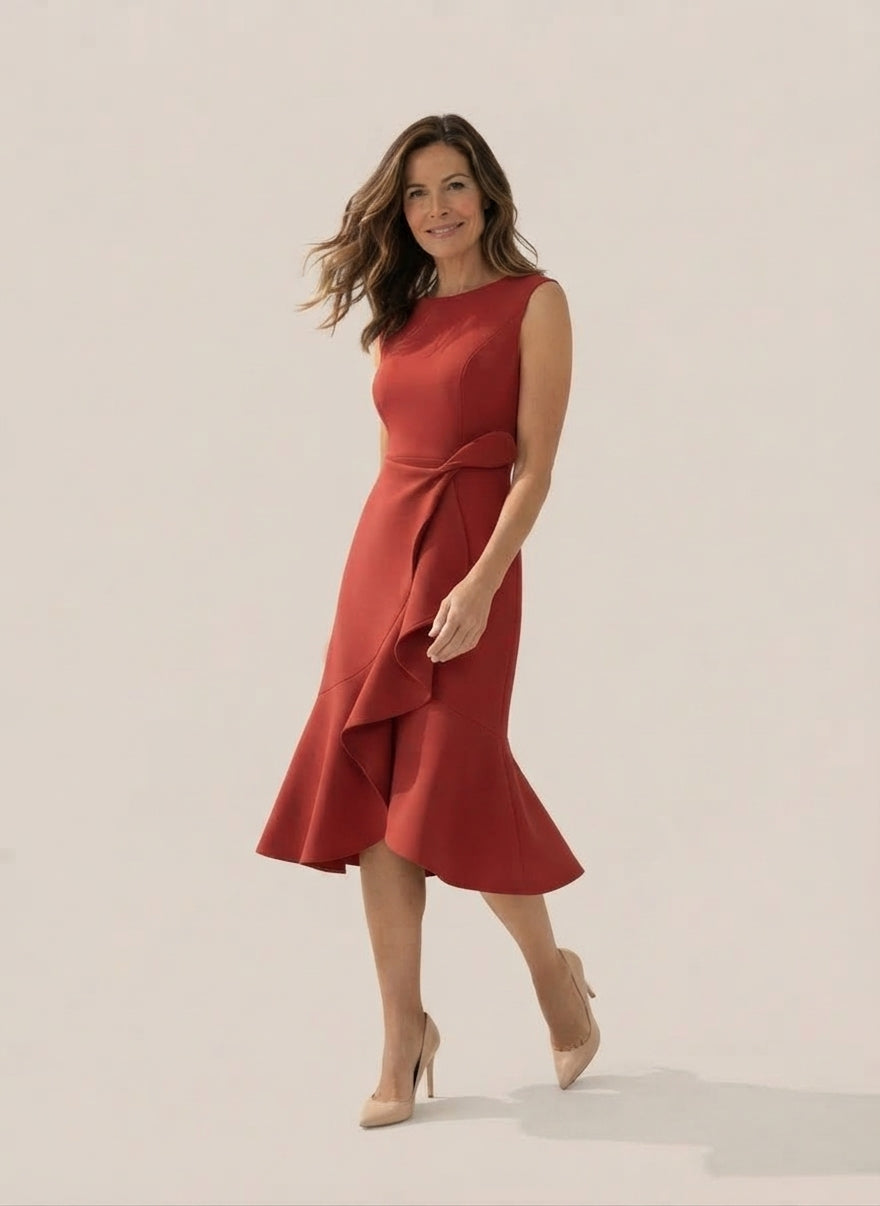 Midi jurk met gestructureerde snit voor dames – verfijnd en chic - 1