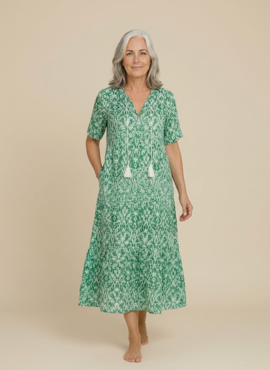 Midi-jurk met print voor dames – licht en vloeiend - 1