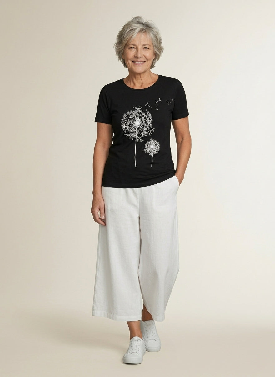 T-shirt met ronde hals en korte mouwen voor dames – zomers en minimalistisch - 1