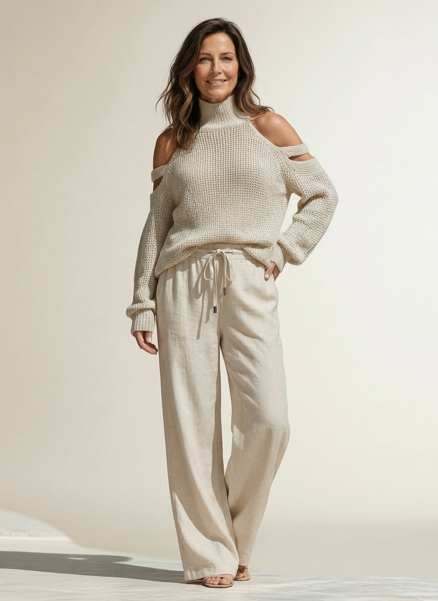 Zomerset met col en wijde broek voor dames – elegant en luchtig - 1